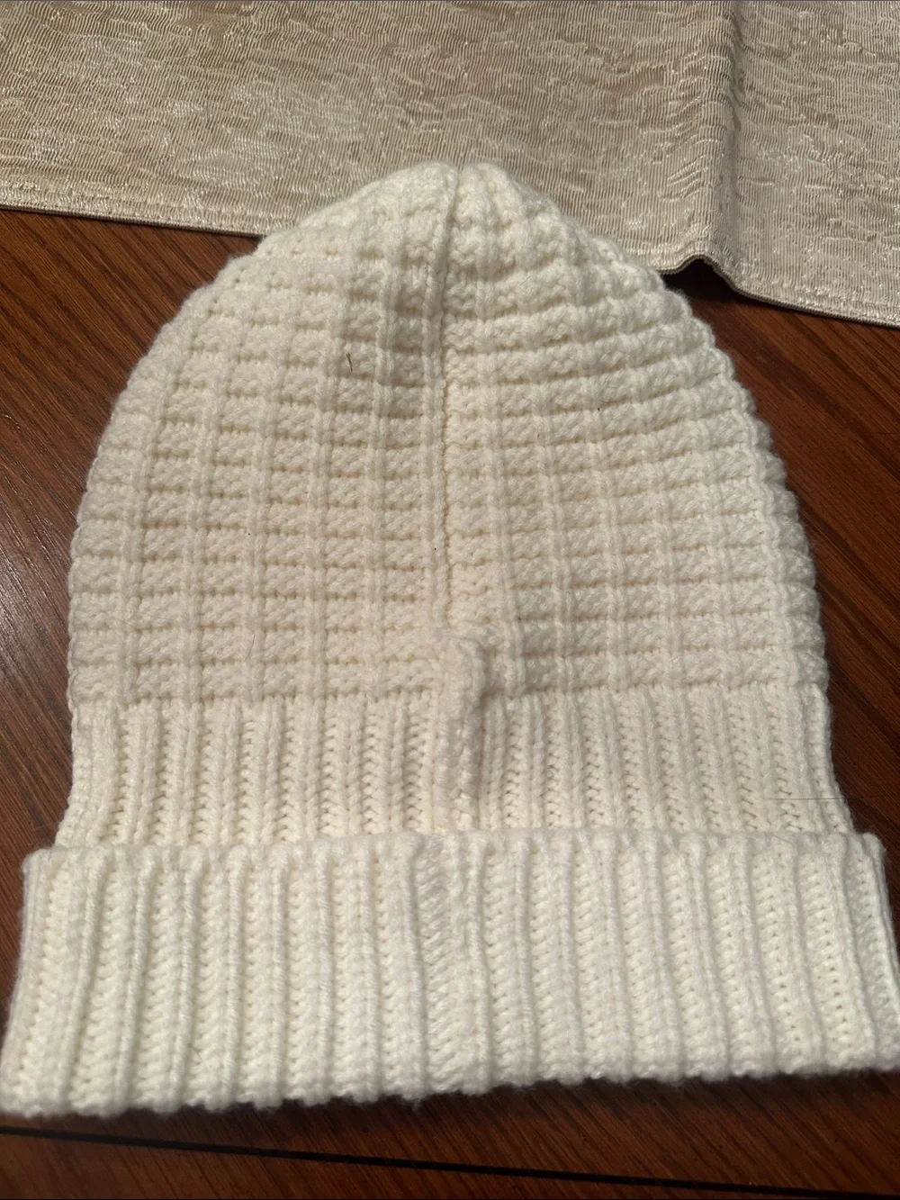 Coach White Ribbed Knit Beanie Hat | Cozy Winter Cap | One Size
